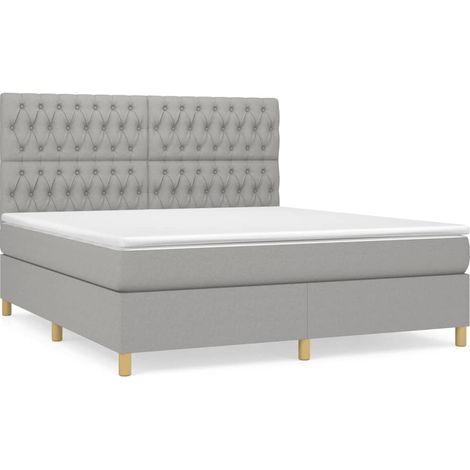 Lit à sommier tapissier avec matelas Gris clair 180x200 Tissu 2 (1/5)
