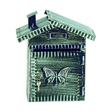 Boîte aux lettres Fe-Battuto, petite maison vieilli, 22x12x35H