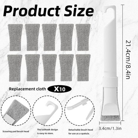 Brosse multifonctionnelle 2 en 1 pour les recoins - 10 têtes de rechange - Éponge à récurer - Cuisine et salle de bain (1/5)