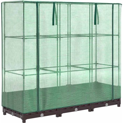 Maison Exclusive - Hochbeet mit Gewächshaus-Aufsatz Rattan-Optik
