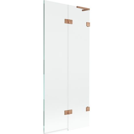 Paroi de baignoire Mexen Lunar L 2 volets droite 80 x 150 cm, transparent, cuivre brossé - 897L-080-100-65-00-P (1/5)