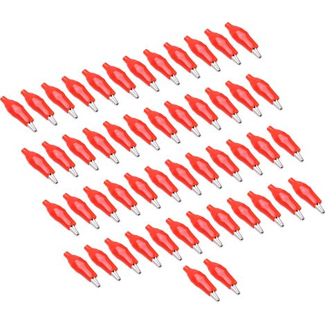 50 pinces crocodiles à poignée unique avec gaine PVC, pinces de test électriques pour soudure automobile (rouge) (1/5)