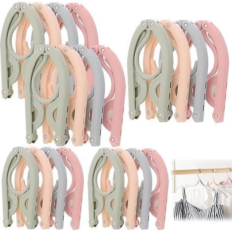 20 Pièces Cintres Pliables Antidérapant, 4 Couleurs Cintre Plastique Multifonctions, Accessoires Voyage Portables Économise Espace, Porte Vêtements Pliant pour Maison, Hôtel, Camping, Voyages (1/5)