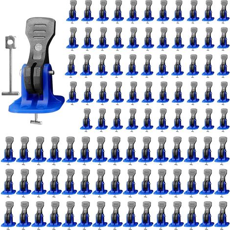 100-teiliges Fliesen-Nivelliersystem, 2 mm Verlegehilfe, blaue wiederverwendbare Aufreißlaschen, Fliesen-Nivelliersystem-Set