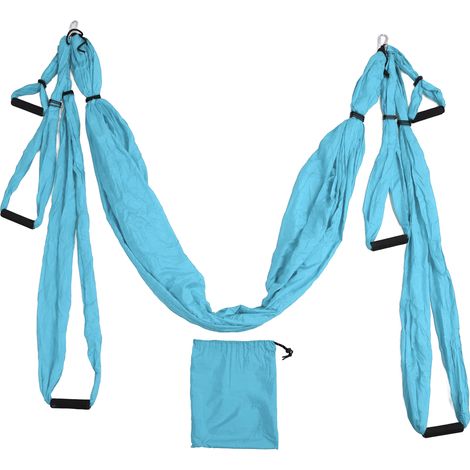 Ensemble de balançoire de yoga aérien en polyester et coton réglable, hamac de yoga pour améliorer la flexibilité et l'exercice physique, bleu lac (1/5)