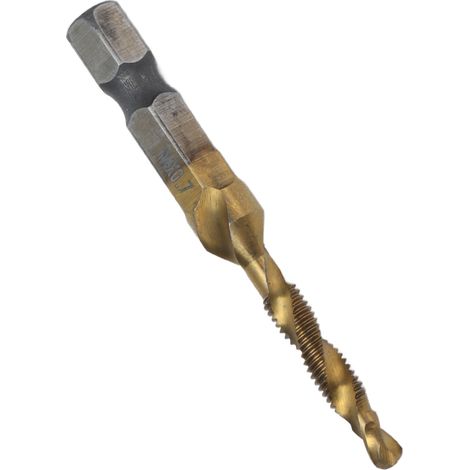 Foret taraudeur à queue hexagonale revêtu de titane, combiné pour vis métriques et bois M4 (1/5)