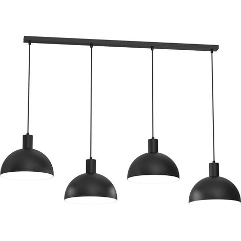 Suspension noire barre 134 cm 4 abat-jour E27 Luminex