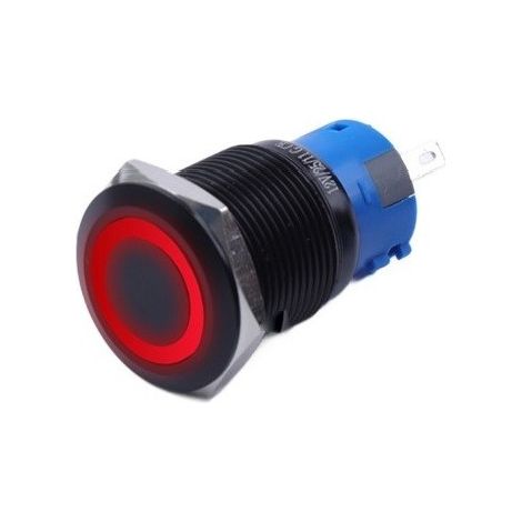 Pulsador biestable negro antivandálico 250V 5A 19x38MM rojo (1/5)