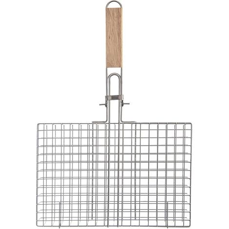 Panier à griller universel en métal chromé avec poignée en bois (1/5)
