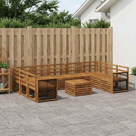 vidaXL Set di divani da esterno 10 pz Naturale (1/5)