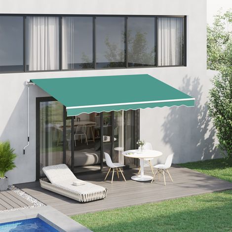 Auvent rouleaux rabattable manivelle aluminium polyester 3x2,5m, vert foncé