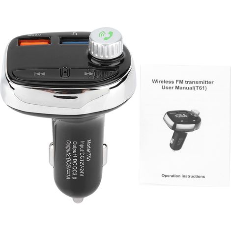 Kit mains libres Bluetooth sans fil pour voiture, lecteur MP3, transmetteur FM, double chargeur USB (1/5)