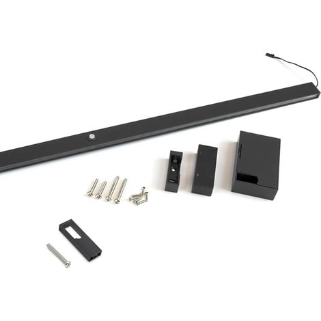 Emuca Barra Appendiabiti per armadi con luce LED Castor, batteria estraibile e sensore di movimento, L1.158 mm, Tecnoplastica e alluminio, Nero testurizzato (1/5)