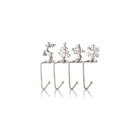 Set mit 4 Weihnachtsstrumpfhaltern, Herdhaken, Weihnachtsdekorationen (Stil C-4 Stück Silber)