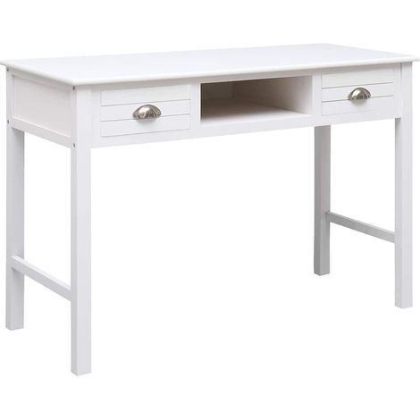vidaXL Escritorio de madera blanco 110x45x76 cm (1/5)