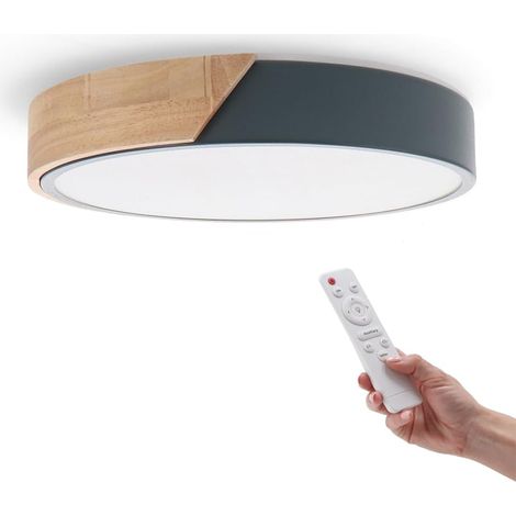 Plafonnier LED Rond 24W - 1 Unité - Bois Et Gris - 2400LM Réglable - Salle De Bain Cuisine - Diamètre 30CM (1/5)