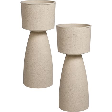 Maceta de jardín grande tiesto elevado para patio terraza exterior beige Myosotis (1/5)