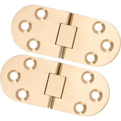 Charnière Rabattable à 180 Degrés en Laiton Massif, avec Finition Dorée et 12 Vis pour Tables Pliantes, Bureau D'ordinateur, Table Basse (2,5 mm/0,10 pouces) (1/5)