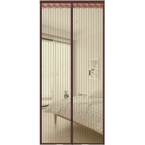 90x200cm brun Moustiquaire Porte Fenetre Magnétique Rideau de Porte Antimoustique Maille Ultra Fine Moustiquaire avec Fermeture Aimantée Sans Perçage pour de Balcon, Chambre (1/5)