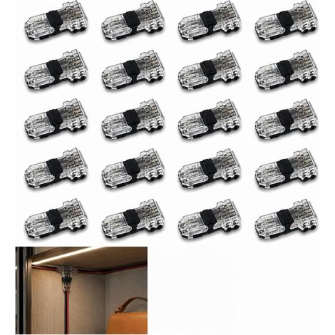 20 Pieces 2-Pin Waterproof T-Connector for 18-22 AWG Electrical Cables, Solderless Waterproof Electrical Connector, Quick Connector for LEDs, Automotive and Electrical Installations (1/5)