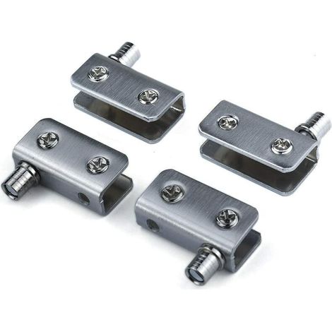 Lucky-88 – Pack de 4 charnières à pivot 90° en acier inoxydable – Verre sans perçage pour épaisseur 5-8mm – Coussin en caoutchouc inclus (1/5)