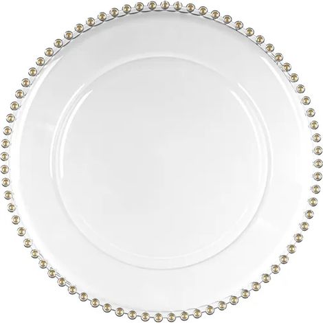 Transparenter dekorativer Unterteller mit Perlen, Kommunionsplatzset, 32 cm (1/2)