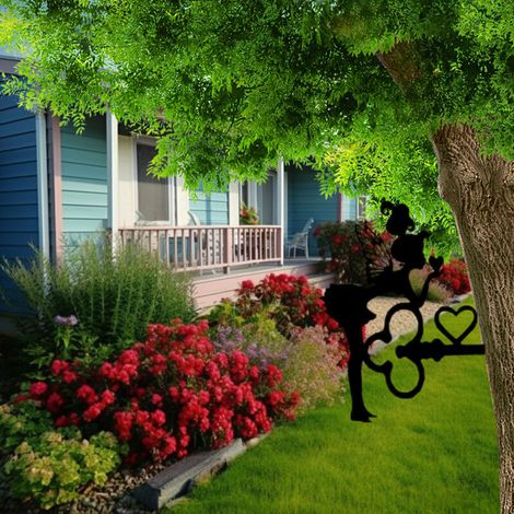 2 Pièces Fée Fleur de Fer muraux décoratifs piquets de jardin en métal pour arbre mangeoires à oiseaux pour l'extérieur ornement décoration fée fleur Mural