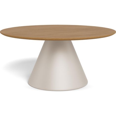 Mesa de centro Norsica 908, Gris + Roble, 40x0x0cm, Diámetro: 85, Chapa de madera natural, Redonda