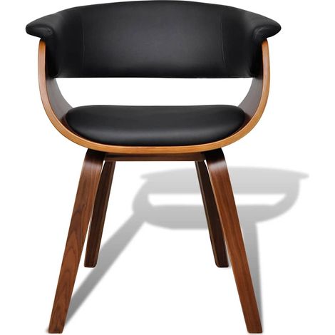 vidaXL Silla de comedor de madera curvada y cuero sintético (1/2)