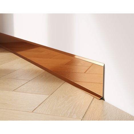 Battiscopa decorativo in acciaio inossidabile per parete e muro - 8 cm x 270 cm -Rame Lucidato