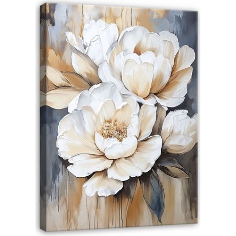 Peinture fleurs 3d abstraite pour chambre salon cuisine sur toile 120x80 (1/3)