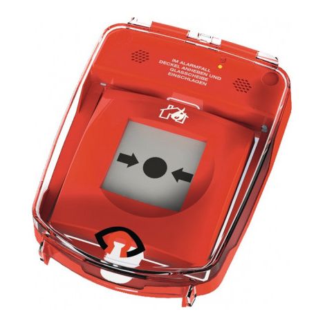 Capot de protection e-Cover avec alarme d'ouverture pour sécuriser les alarmes à bouton-poussoir, plastique rouge GFS