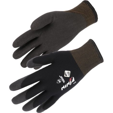 Lot 5 Gants Nylon Chaud SINGER Ninja Ice HV - Enduction HPT Deperlante - Grand Froid -50C - Taille 10 - EN 388/EN 511 (1/2)