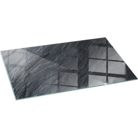 Kaminofen Glasplatte Funkenschutz Kaminplatte Kaminglas Ofenglas gehärtetem Glas mit Motiv Steinoberflächenstruktur 140x70 cm