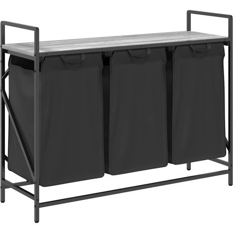Maison Exclusive - Cesto per la Biancheria 3 Scomparti con Ripiano Grigio Sonoma