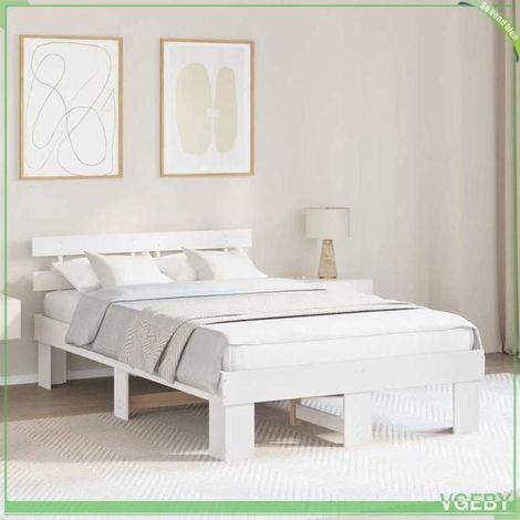 Cadre de lit - ABI - 120 x 190 cm - Pin massif - Blanc - 2 places (1/5)