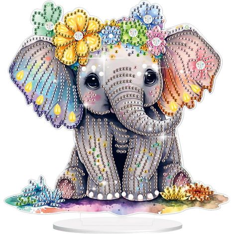 5D Diamond Painting Elefant Tischdeko Bastelset für Erwachsene & Kinder