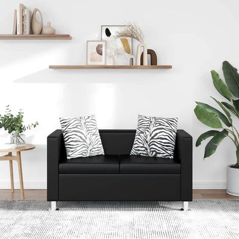vidaXL Canapé à 2 places Cuir synthétique Noir (1/5)