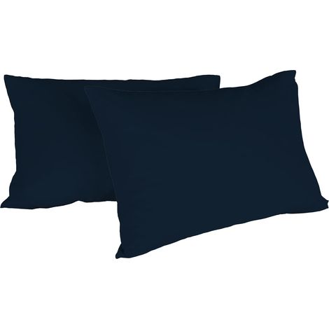 Italian Bed Linen Max Color Coppia di Federe Tinta Unita, 100% Cotone, Blu Scuro, 52 x 82 cm (1/2)