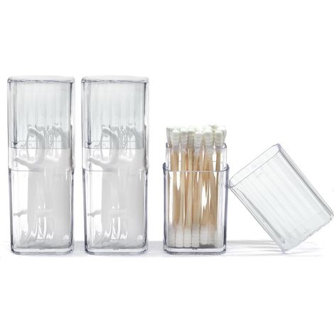 Porte-cotons-tiges de voyage, étui portable 3 pièces, petit étui à cotons-tiges, boîte distributrice en plastique transparent avec couvercle anti-poussière