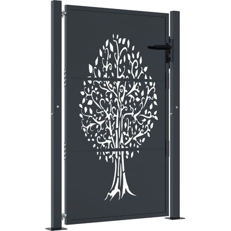 Maison Exclusive - Gartentor Anthrazit 100x150 cm Stahl Baum-Desi