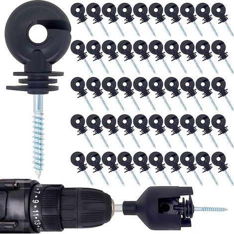 GDHZS-  50pcs Isolateurs de clôture électrique à vis, poteaux de clôture électrique, poteaux de clôture électrique pour poteaux en bois, protection solaire et imperméable à la pluie, anneaux isolants (1/5)