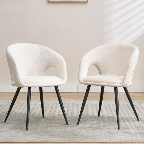 Esszimmerstühle 2er Set, Polsterstühle mit Stepp-Design und durchbrochener Rückenlehne, Beige (1/5)