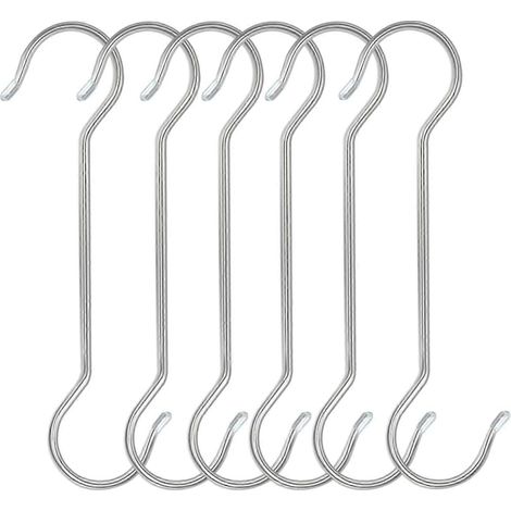 Crochets en S extra larges de 30 cm pour plantes suspendues. Lot de 6 crochets en S robustes et longs en métal pour branches d'arbres, mangeoires à oiseaux, pots et casseroles, pergola de jardin, etc.