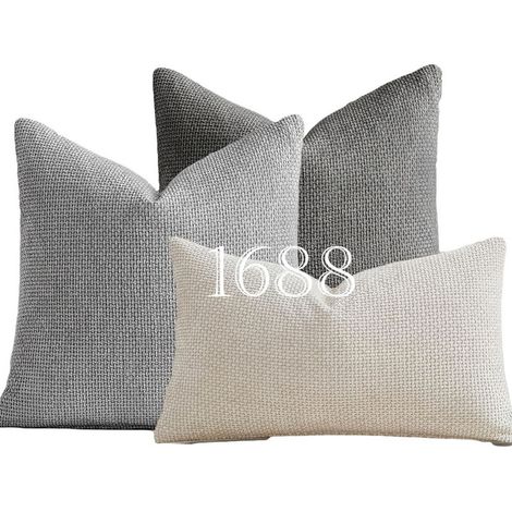 Chunky chenille throw pillowcase, cross-knit, simple solid color, soft sofa cushion cover -- 40x402 + 30x50 -- Gray series