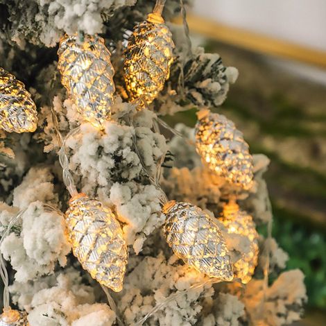 Guirlande Lumineuse LED Forme De Pomme De Pin - 3 M 20 Lumières - Étanche - Pour Décoration Intérieure Extérieure Noël Fêtes Mariages Jardin