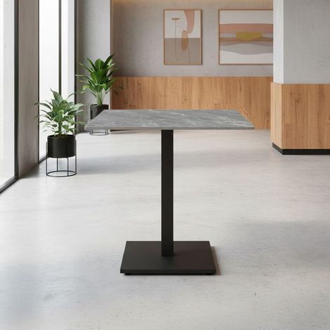 Tavolo quadrato Elora 70x70 con piano in ceramica effetto marmo grigio e struttura nera set 2 pz (1/5)