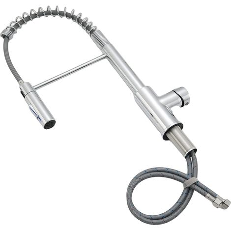Grifo de cocina, caño extraíble flexible, giro de 360°, acabado cepillado. (1/2)