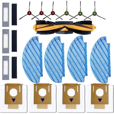 FOREHILL Kit de 18 pices de rechange compatible avec Ecovacs Deebot Ozmo T8 T8+ T8 AIVI T8MAX,N8+ N8 pro N8 pro+,T9+,1 brosse principale, 6 brosses latrales, 3 filtres, 4 serpillires (1/5)