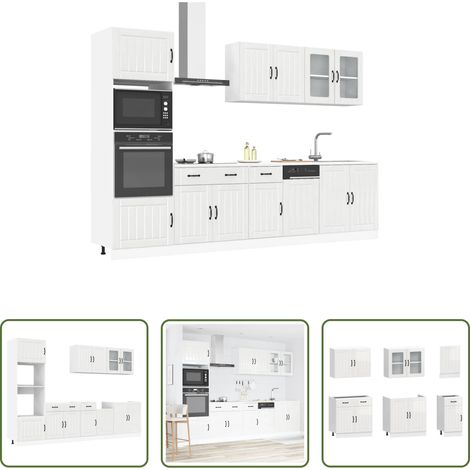 Küchenschränke - 7-tlg. Küchenschrank-Set Lucca Hochglanz-Weiß Holzwerkstoff (1/5)
